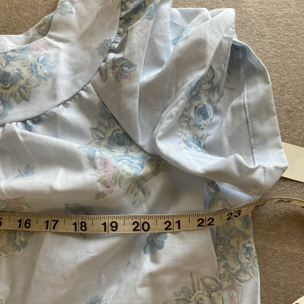 Mr B California House Dress Sz XL Vtg New Blue Floral Nightgown Tradwife MuMu - Picture 6 of 8